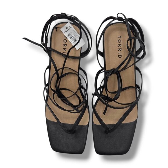 Torrid Wrap Heel Thong Sandal Womens 10.5WW Extra Wide Black - Picture 7 of 10